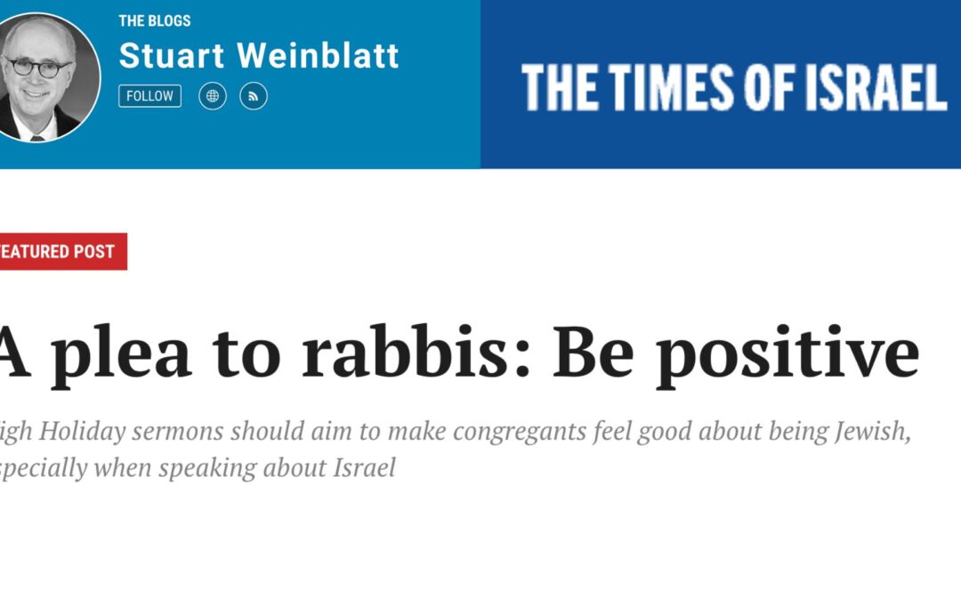 A plea to rabbis: Be positive